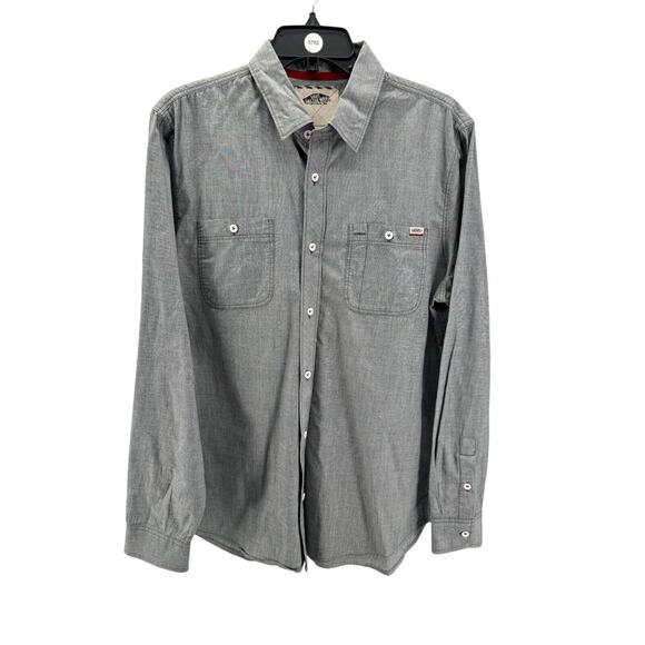Vans Men's Gray Long Sleeve Button-Up Casual Shirt Size Large - Picture 1 of 4